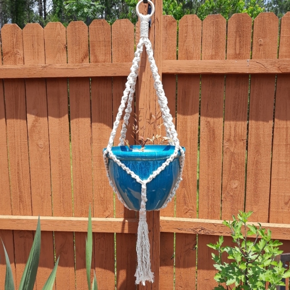 White Macrame Bohemian Flower Hanger